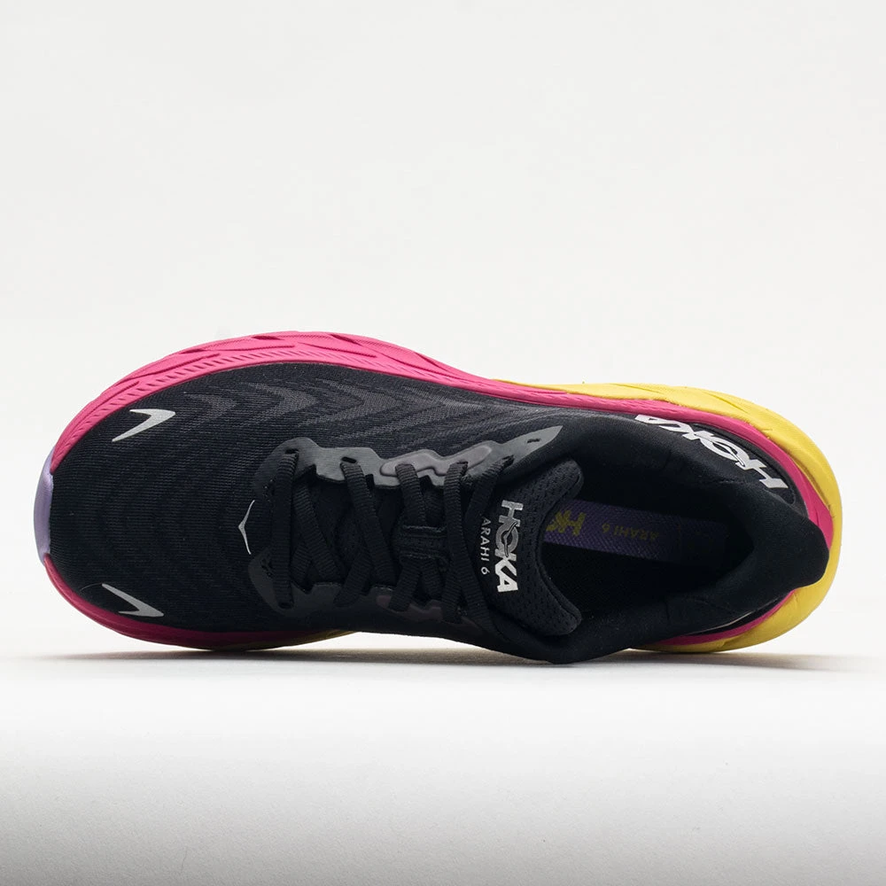 HOKA Arahi 6 Women's Black/Pink Yarrow 3 HOKA Arahi 6 Women's Black/Pink Yarrow - Image 3